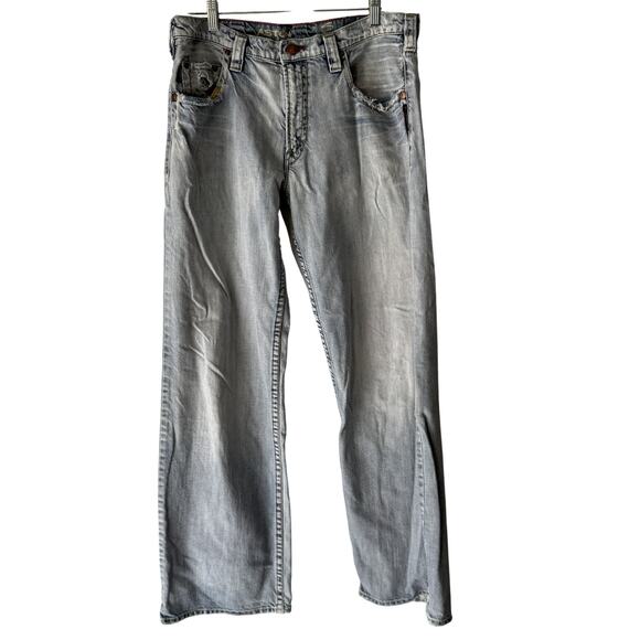 Silver Jeans Jeans Mens 34x34 Straight Leg Distressed Denim Light Wash Pants‎ - Picture 1 of 10